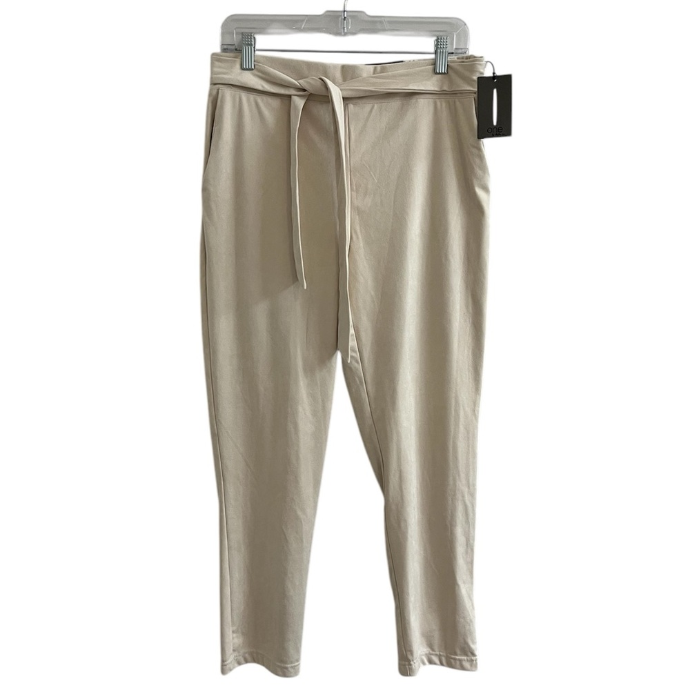 One by Chapter One NWT Cream Elastic Waistband Faux Suede Jogger Pants Size S